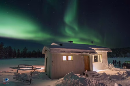 Aurora Borealis over frozen river